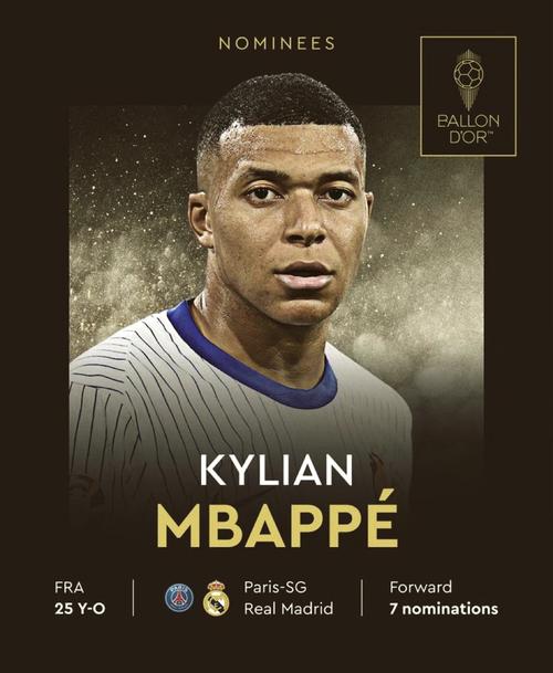 年轻人的第一个金球奖😂姆巴佩当选金球奖球迷票选9月最佳球员